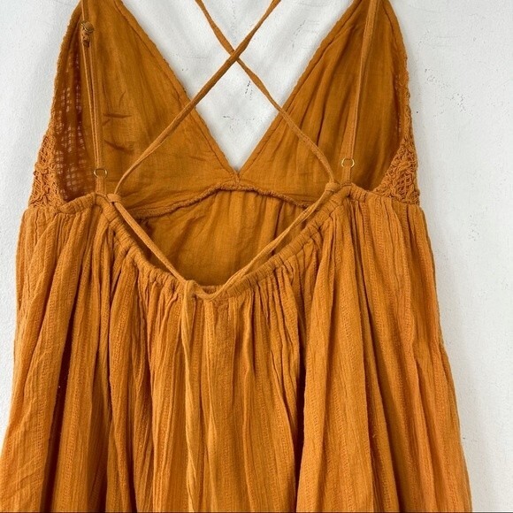 L*Space Mini Halter Crochet Elaina Sun Beach Dress S Orange Boho Swing Mini Sexy - Picture 10 of 11